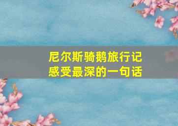 尼尔斯骑鹅旅行记感受最深的一句话