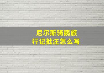 尼尔斯骑鹅旅行记批注怎么写