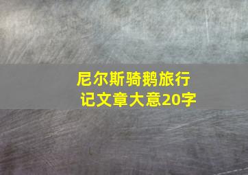 尼尔斯骑鹅旅行记文章大意20字