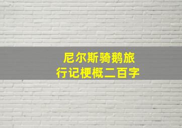 尼尔斯骑鹅旅行记梗概二百字