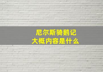 尼尔斯骑鹅记大概内容是什么