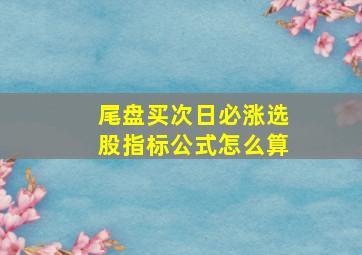 尾盘买次日必涨选股指标公式怎么算