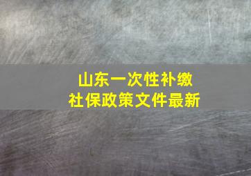 山东一次性补缴社保政策文件最新