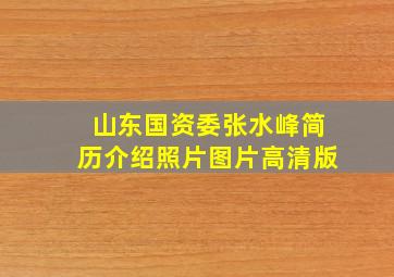 山东国资委张水峰简历介绍照片图片高清版