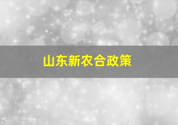 山东新农合政策