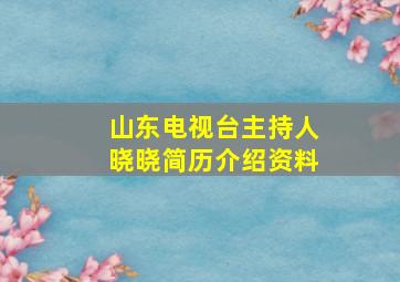 山东电视台主持人晓晓简历介绍资料