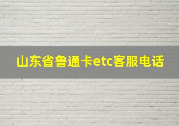 山东省鲁通卡etc客服电话