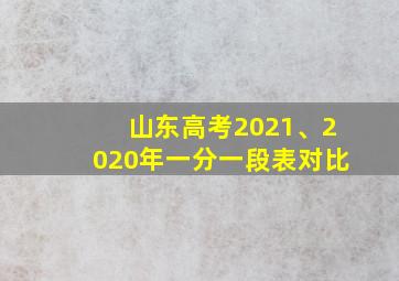 山东高考2021、2020年一分一段表对比