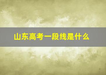 山东高考一段线是什么