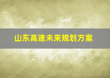 山东高速未来规划方案