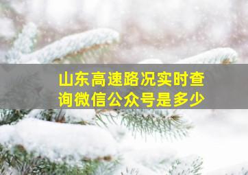 山东高速路况实时查询微信公众号是多少