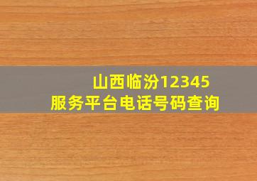 山西临汾12345服务平台电话号码查询