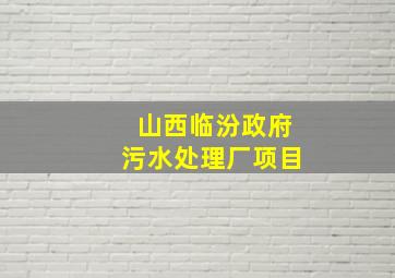 山西临汾政府污水处理厂项目