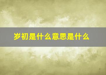 岁初是什么意思是什么