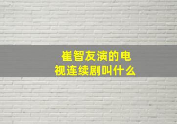 崔智友演的电视连续剧叫什么