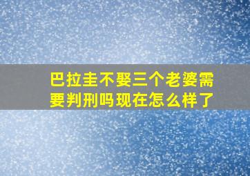 巴拉圭不娶三个老婆需要判刑吗现在怎么样了