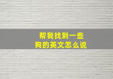 帮我找到一些狗的英文怎么说