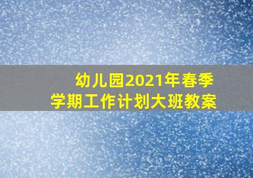 幼儿园2021年春季学期工作计划大班教案