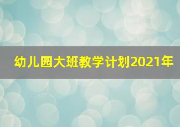 幼儿园大班教学计划2021年