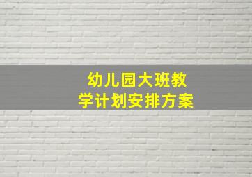 幼儿园大班教学计划安排方案