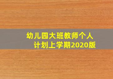 幼儿园大班教师个人计划上学期2020版