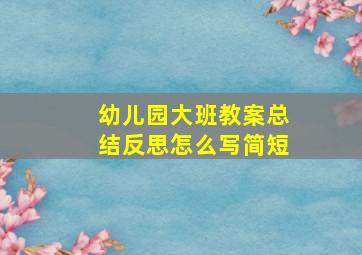 幼儿园大班教案总结反思怎么写简短