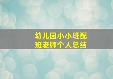 幼儿园小小班配班老师个人总结