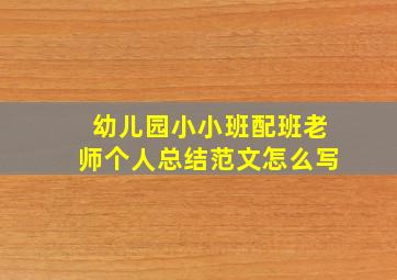 幼儿园小小班配班老师个人总结范文怎么写