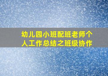 幼儿园小班配班老师个人工作总结之班级协作