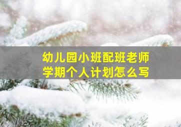 幼儿园小班配班老师学期个人计划怎么写