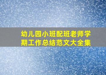 幼儿园小班配班老师学期工作总结范文大全集