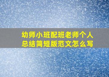 幼师小班配班老师个人总结简短版范文怎么写