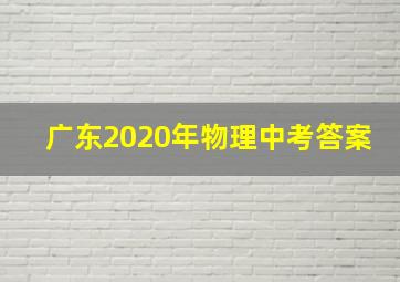 广东2020年物理中考答案