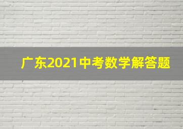 广东2021中考数学解答题