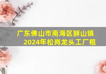 广东佛山市南海区狮山镇2024年松岗龙头工厂租