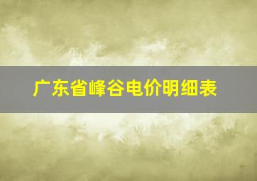 广东省峰谷电价明细表