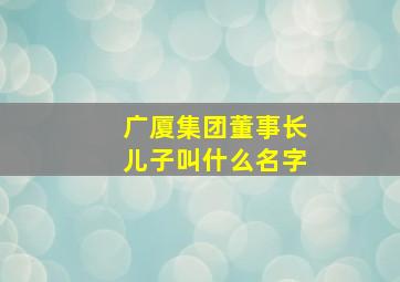 广厦集团董事长儿子叫什么名字