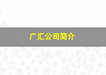 广汇公司简介