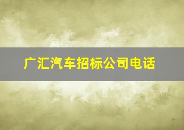 广汇汽车招标公司电话