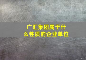 广汇集团属于什么性质的企业单位