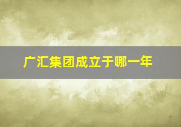 广汇集团成立于哪一年