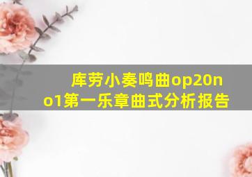 库劳小奏鸣曲op20no1第一乐章曲式分析报告