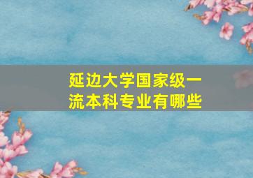 延边大学国家级一流本科专业有哪些