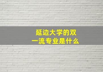 延边大学的双一流专业是什么