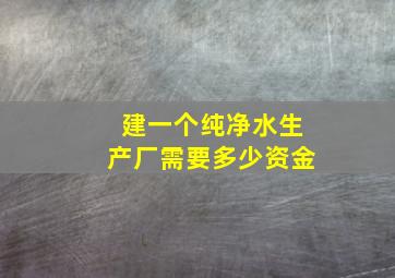 建一个纯净水生产厂需要多少资金