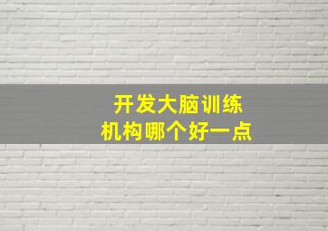 开发大脑训练机构哪个好一点