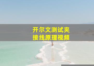 开尔文测试夹接线原理视频