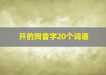 开的同音字20个词语