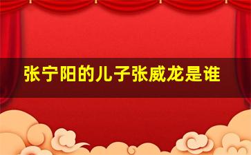 张宁阳的儿子张威龙是谁