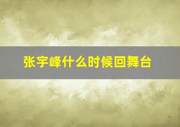 张宇峰什么时候回舞台